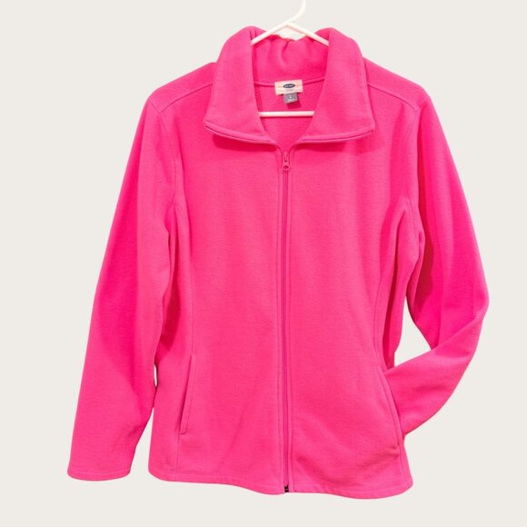 Lot of 2 Old Navy Womens Full Zip Fleece Jacket Fuchsia Pink Print Size Large - Picture 5 of 7